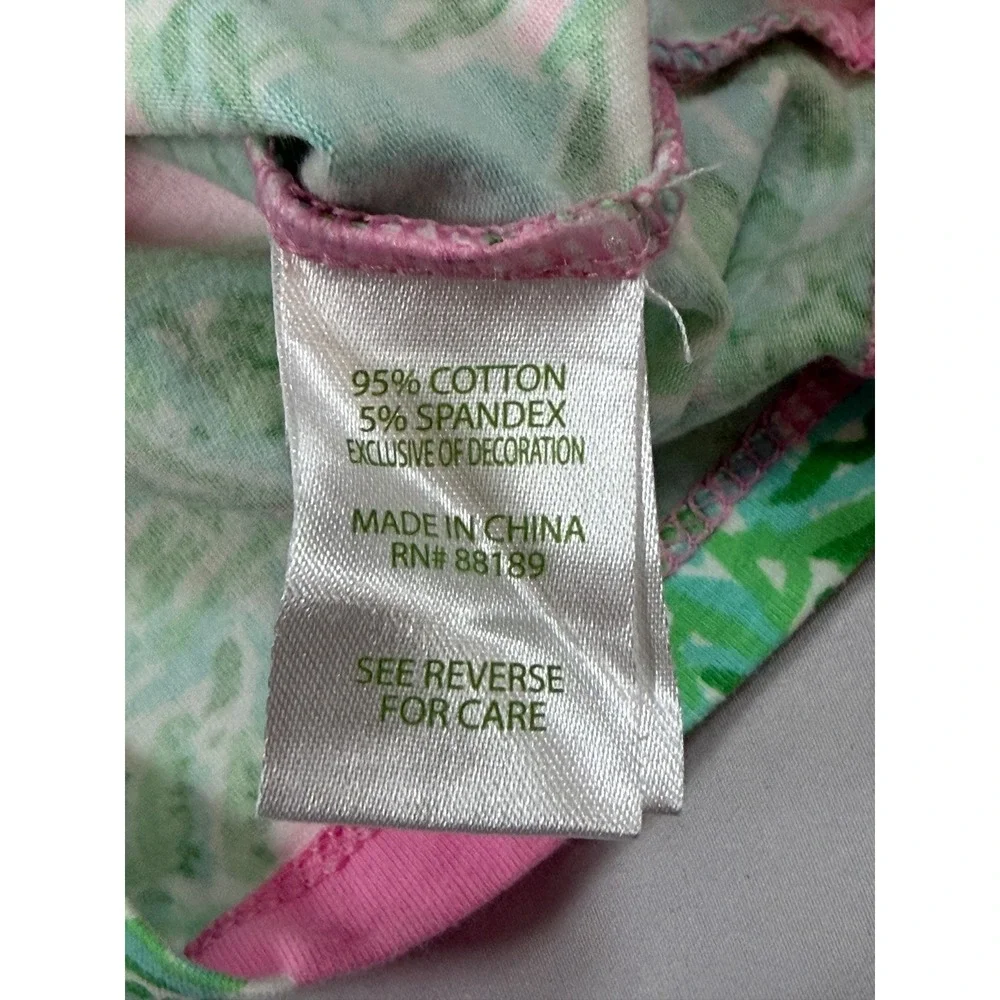 Lilly Pulitzer Girls Pink Green Tropical Palm Pajama Set Size 10 Long Sleeve PJs